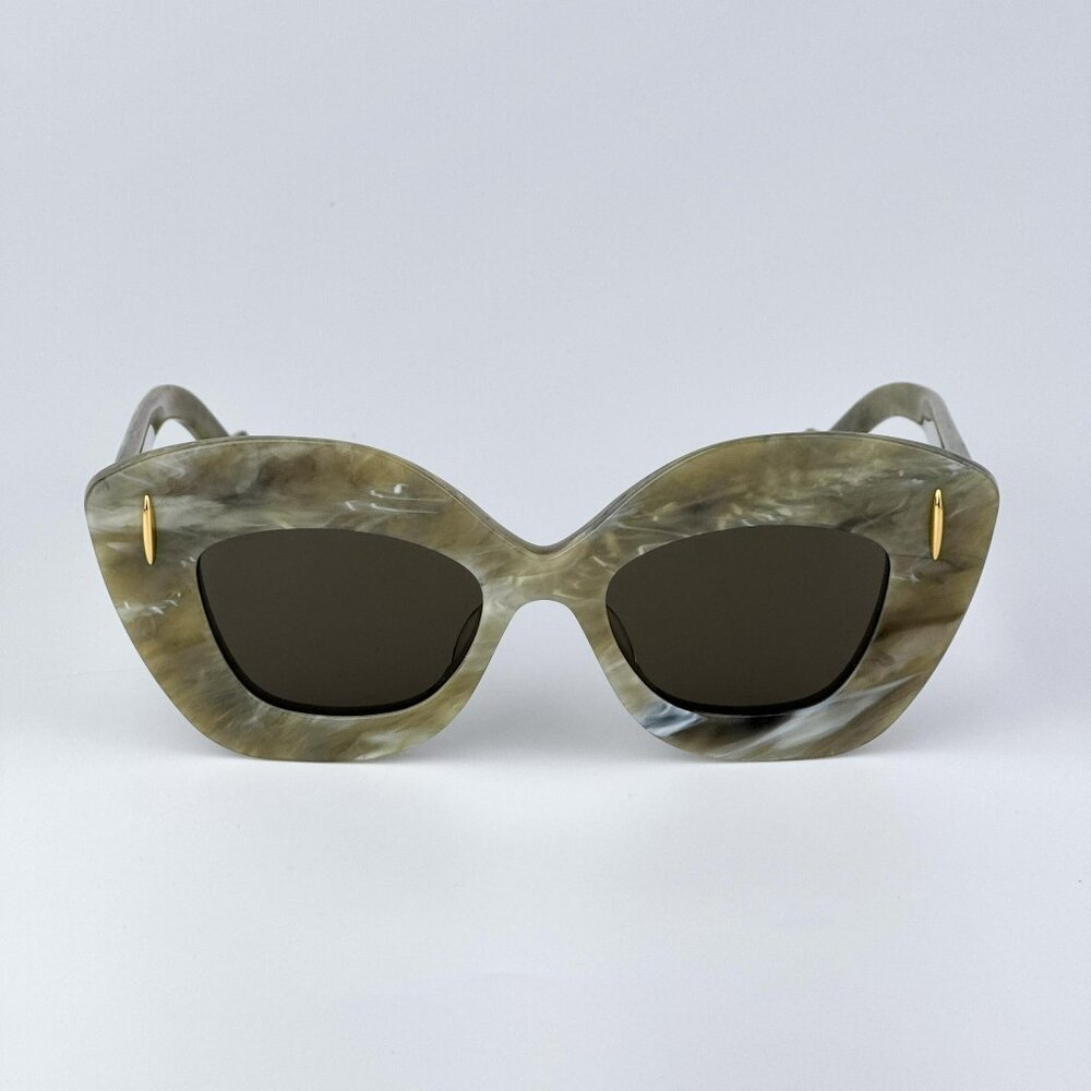 Loewe ANAGRAM LW40127I 60E Men NEW AUTHENTIC Sunglasses Green Brown Cat Eye